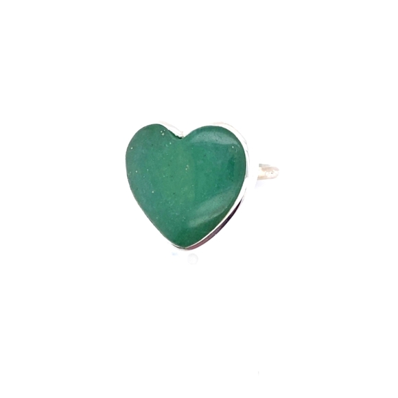 ❤️ JADE HEART STERLING SILVER RING - Picture 1 of 12
